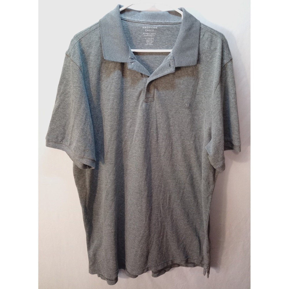 Men's American Eagle Standard Fit Polo Shirt, XLT, Gray‎